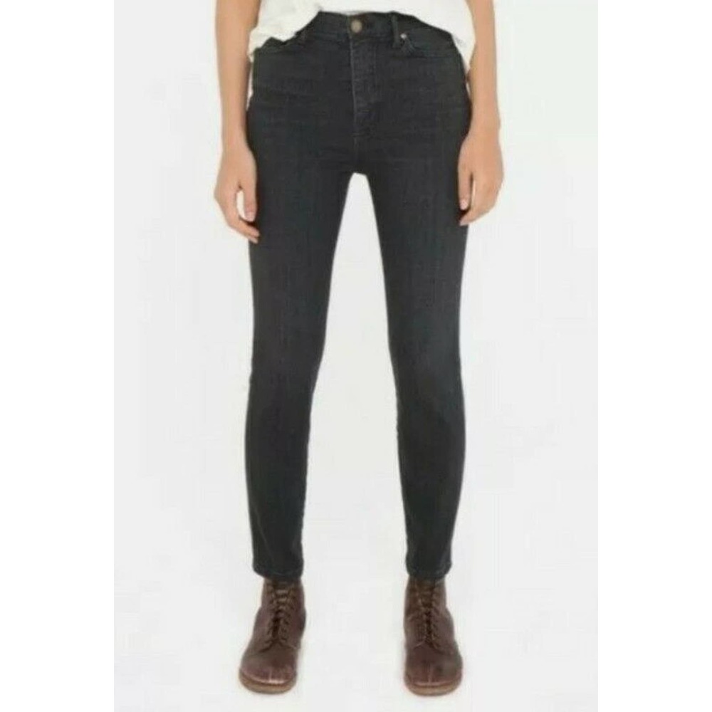 The Great The Almost Skinny Jeans Black Denim Sz 26 Mid Rise Cotton Blend (b